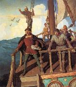 NC Wyeth Columbus Sights the New World oil on canvas